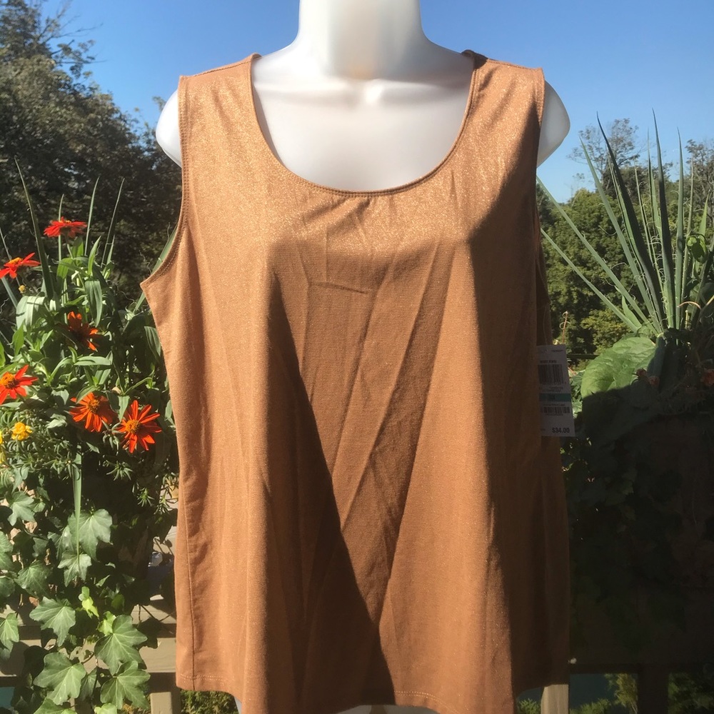 NWT Charter Club - sleeveless gold top, Size OX